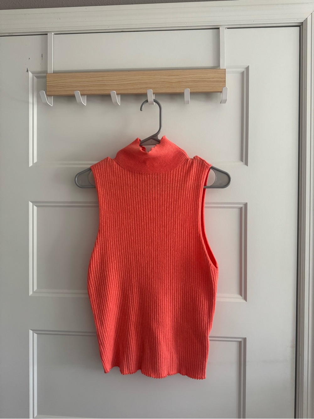 Urban Outfitters Coral Ribbed Mock Neck Tank